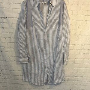 CAbi Light Blue and White Striped shirt Dress